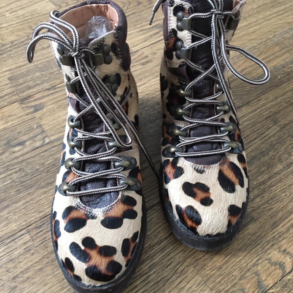 Free People Leopard Combat Boots size 38